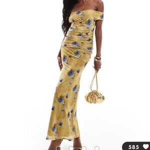 NWT ASOS DESIGN bardot mesh drape midi dress